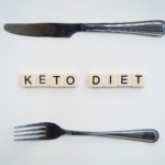 Photograph of a knife above a fork separated by the words "keto diet" to illustrate, "