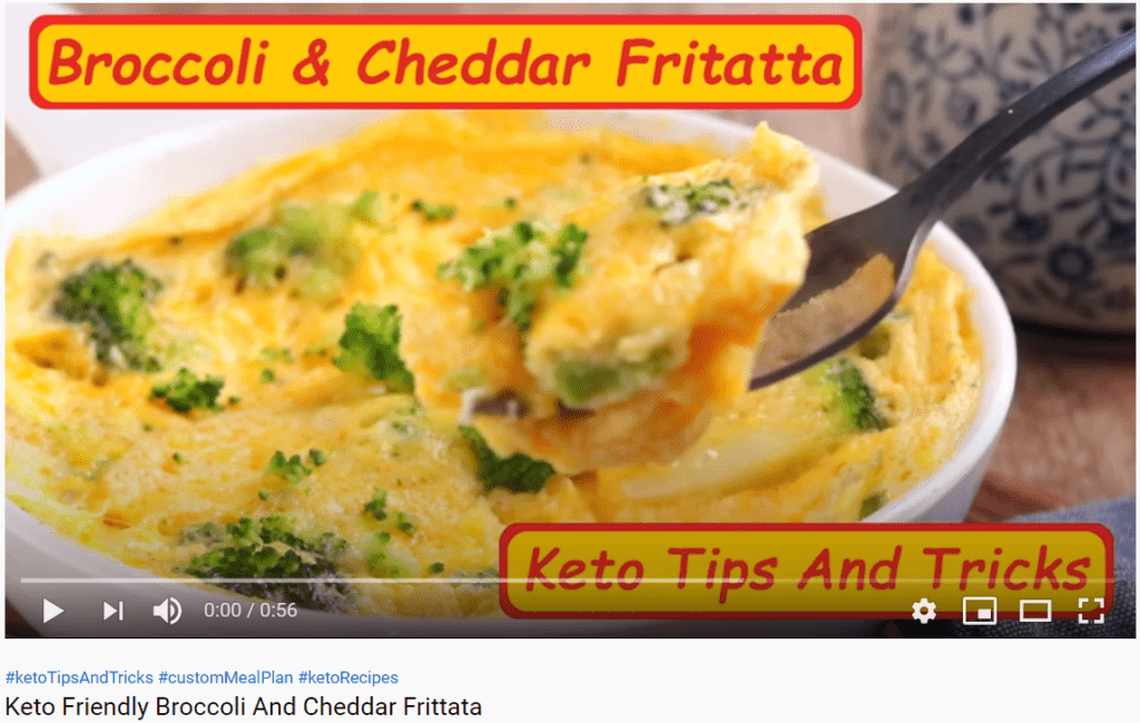 Video capture of "Keto-Friendly Broccoli and Cheddar Frittata" on YouTube. Click to watch video on YouTube.