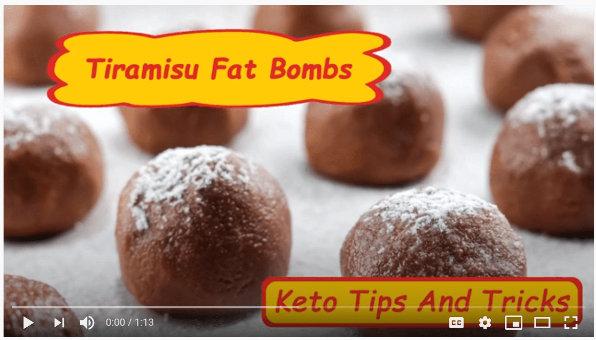 Video capture of "Keto-Friendly Tiramisu Fat Bombs" recipe video.
