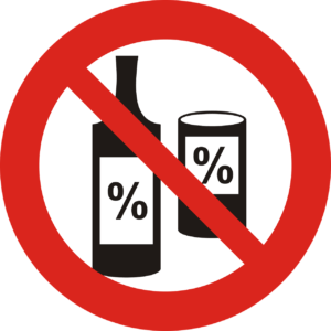 Vector graphic illustrating "no alcohol allowed". Click to learn about getting a customized keto diet plan designed based on your activity level, food preferences, weight goals, and other personal criteria.