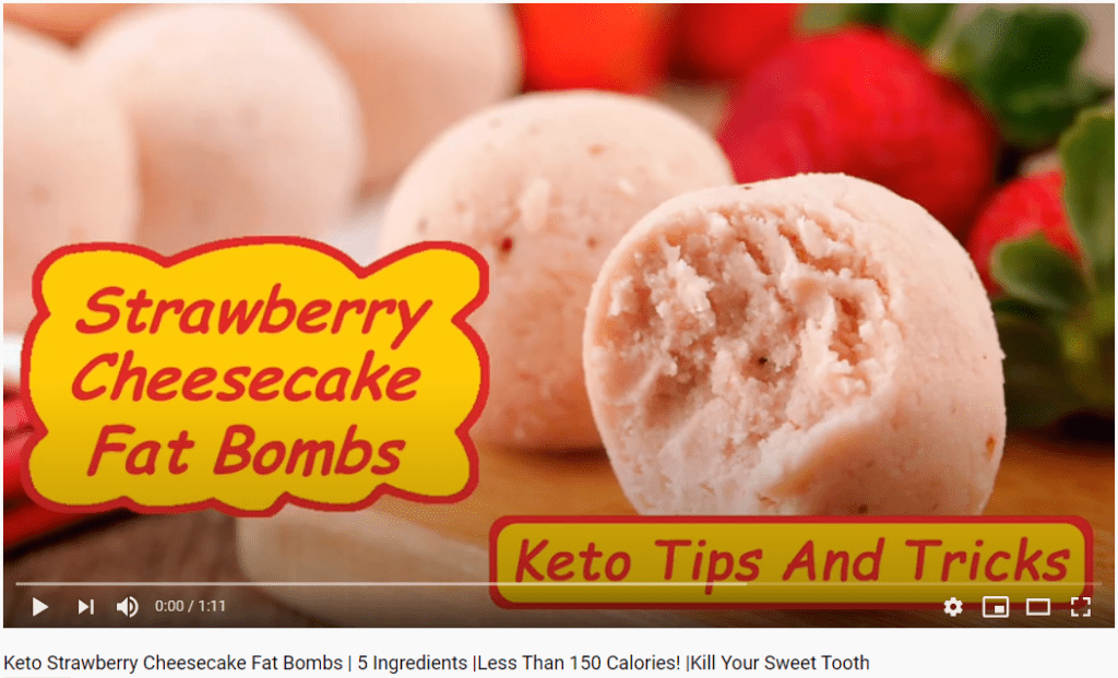 Video capture of "Keto Strawberry Cheesecake Fat Bombs" recipe video. Click to watch video on YouTube.