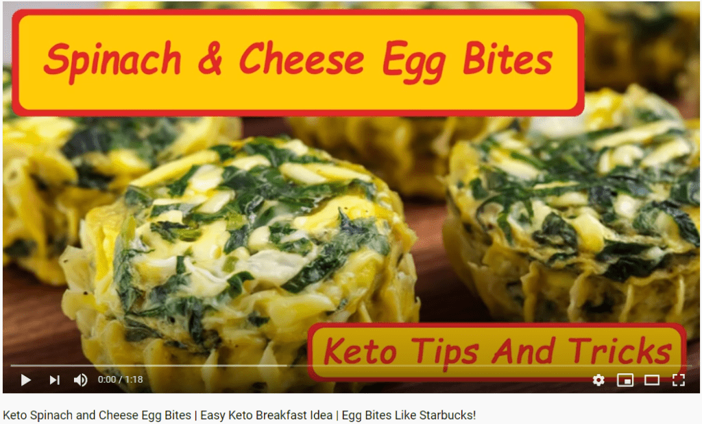 Video capture of "Keto Spinach and Cheese Egg Bites" recipe video. Click to watch the full video on YouTube.